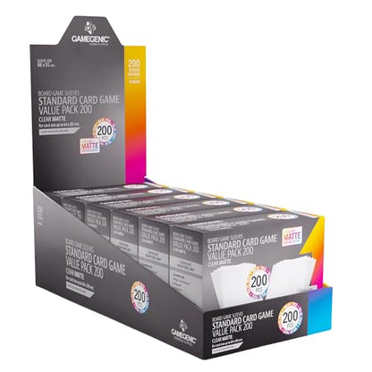 Gamegenic Matte Sleeves Standard Card Game-Size Value Pack 200 – 100 Micron Non-Glare Card Protectors, 200 Count Bulk Set, Anti-Reflection for TCG and Board Games