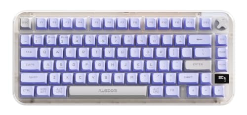 AUSDOM K75pro Wireless Gaming Creamy Keyboard, Tri-Mode BT/2.4G/USB-C Computer Keyboard, RGB Backlit Media Knob Creamy Keyboard, Purple - color: Purple
