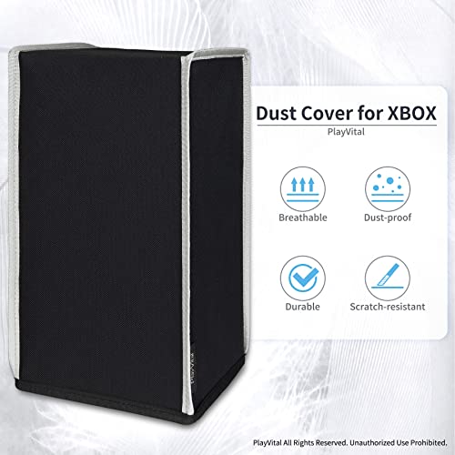 PlayVital Black Nylon Dust Cover for Xbox Series X Console, Soft Neat Lining Dust Guard, Anti Scratch Waterproof Cover Sleeve for Xbox Series X Console - Light Gray Trim - color: Light Gray Trim