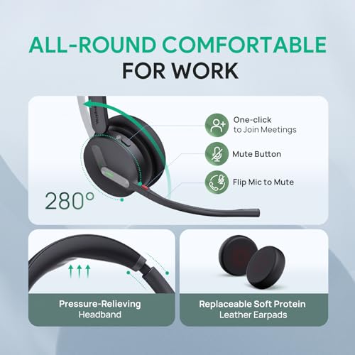 Yealink WH64 Hybrid DECT Dongle & Bluetooth Wireless Headset for Work | Teams & Zoom Work Headphones with Charge Stand, 492ft Long Range, 3X Noise Canceling Mic, 32-Hour Battery Life for Office - style: WH64 Hy-Dual with Stand