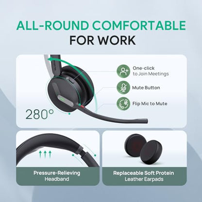 Yealink WH64 Hybrid DECT Dongle & Bluetooth Wireless Headset for Work | Teams & Zoom Work Headphones with Charge Stand, 492ft Long Range, 3X Noise Canceling Mic, 32-Hour Battery Life for Office - style: WH64 Hy-Dual with Stand