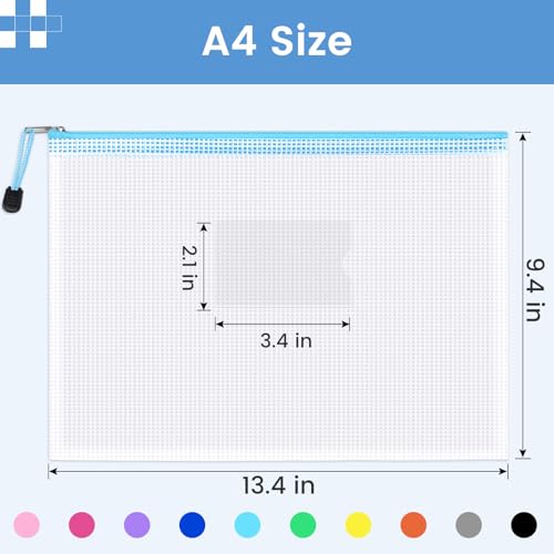 Sooez 14 Pack Mesh Zipper Pouch Bags, A4 Letter Size, Classroom Zipper Bags | Waterproof Bag Organizer with Label Pocket, School Office Teacher Student Supplies, Storage Pouches Board Game Toy Storage - style: 14 Pack