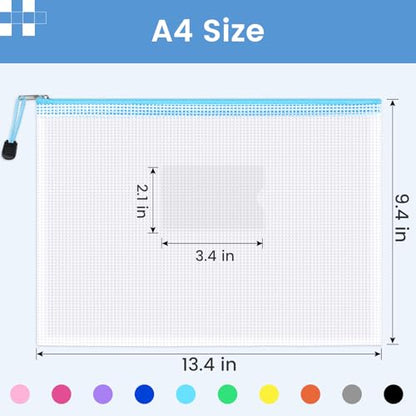 Sooez 32 Pack Mesh Zipper Pouch Bags, A4 Letter Size, Classroom Zipper Bags | Waterproof Bag Organizer with Label Pocket, School Office Teacher Student Supplies, Storage Pouches Board Game Toy Storage - style: 32 Pack
