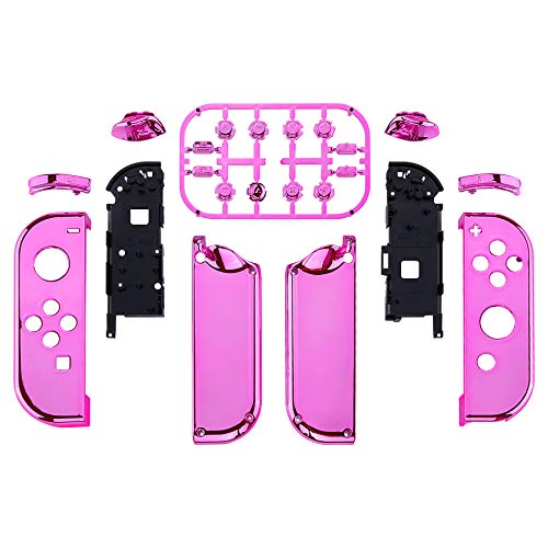 eXtremeRate DIY Replacement Shell Buttons for Nintendo Switch & Switch OLED, Chrome Pink Custom Housing Case with Full Set Button for Joycon Handheld Controller - Console Shell NOT Included - color: Chrome Pink