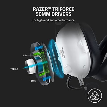 Razer BlackShark V2 X Gaming Headset for PC, 3.5mm Audio Jack, White - color: White, size: 3.5 mm, style: PC