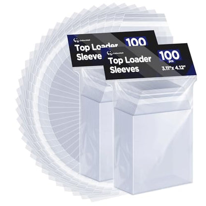 Top Loader Sleeves, Bulk 100/200 / 400 PCS Penny Sleeves for Top Loaders, Resealable Team Bags for 35-75PT Rigid Trading Card Protection, Durable Transparent Top Loader Protectors - color: 200 Packs