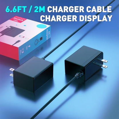 Charger for Nintendo Switch, Fast Charger with 6.6FT Charging Cable, AC Power Supply Adapter for Nintendo Switch OLED/LITE Steam Deck Charger, Support Switch TV Dock Mode Output 15V2.6A USB C Chargers - size: 6.6FT