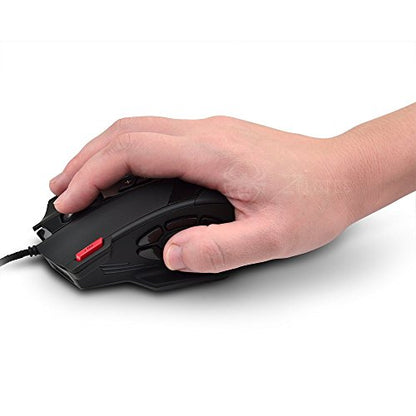 zelotes RGB Optical Gaming Mouse with Rapid Fire Button,4800 DPI (4-Level Adjustable), 12 Programmable Buttons,Adjustable Weights,USB Ergonomic Wired Mouse for Office/Gaming/Laptop/PC (Black)