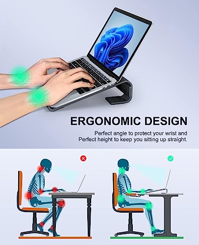 Soqool Laptop Stand for Desk, Ergonomic Detachable Laptop Riser | Aluminum MacBook Stand, Compatible with 12-17'' All Laptops Such as MacBook Pro/HP/Dell/Lenovo, Black - color: Black