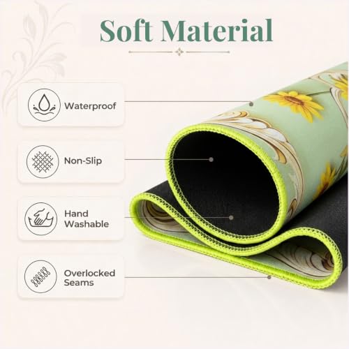 Green Mahjong Mat for Table & 50PCS Stickers| Carrying Bag, Heavy Floral Mahjong Mats& 2 Dices, Noise Reduction Non Slip Foldable, 31.5x31.5 Game Table Cover, for Playing Card, Board Tile Games - color: Green