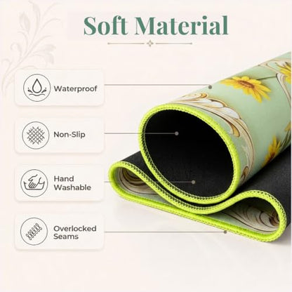 Green Mahjong Mat for Table & 50PCS Stickers| Carrying Bag, Heavy Floral Mahjong Mats& 2 Dices, Noise Reduction Non Slip Foldable, 31.5x31.5 Game Table Cover, for Playing Card, Board Tile Games - color: Green