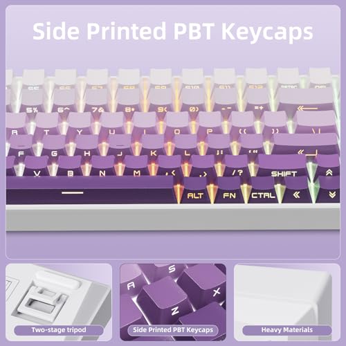 ZORNHER ZH100 Wireless Mechanical Keyboard,98% Purple Creamy Keyboard with Number Pad,Full Size Gaming Keyboard,Lighted Up PBT Dipped Keycaps,KKT Red Switches - color: Purple Gradient, size: TTC Red Switch (Linear Switch)