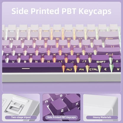 ZORNHER ZH100 Wireless Mechanical Keyboard,98% Purple Creamy Keyboard with Number Pad,Full Size Gaming Keyboard,Lighted Up PBT Dipped Keycaps,KKT Red Switches - color: Purple Gradient, size: TTC Red Switch (Linear Switch)