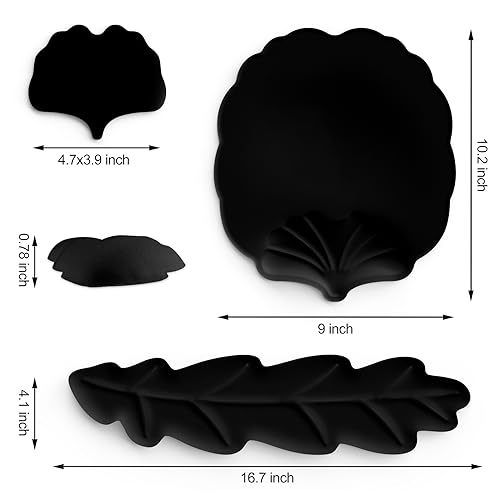 Keyboard Wrist Rest and Mouse Pad with Wrist Support Set, Ergonomic Leaf Shape Mouse Pad with Non-Slip Base, Pain Relief Memory Foam Mousepad for Computer,Laptop,Home Office, Black - color: Black