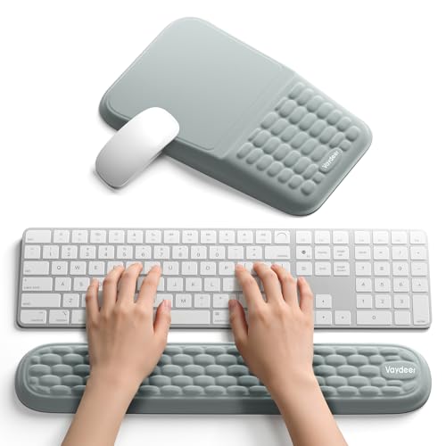 2-in-1 Keyboard & Mouse Wrist Rest Set – Ergonomic Pain-Relief Support, Memory Foam Wrist Cushion with 8° Slope & Massage Nubs, Non-Slip PU Base, Relieves Wrist Pain & Carpal Tunnel from Long Typing - color: Gray
