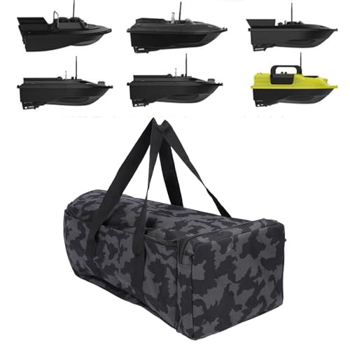 Asixxsix RC Bait Boat Storage Bag, 1000D Oxford RC Boat Remote Control Fishing Boat Cover Bag, 60 x 30 x 20cm, 24 x 12 x 8inch, Suitable for Most Bait Boats, Double Zipper - color: Black Camouflage