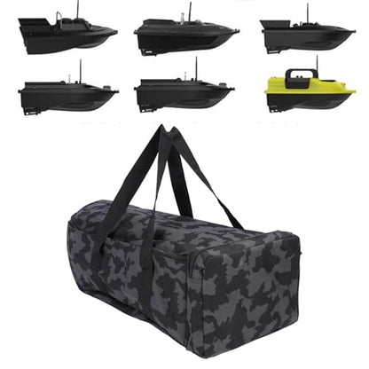 Asixxsix RC Bait Boat Storage Bag, 1000D Oxford RC Boat Remote Control Fishing Boat Cover Bag, 60 x 30 x 20cm, 24 x 12 x 8inch, Suitable for Most Bait Boats, Double Zipper - color: Black Camouflage
