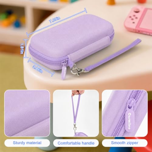 casmilee Handheld Game Console Case for WELLST·G/TaddToy/Beijue | Hard Shell, Padded Divider and Mesh Pocket, Carabiner Carry, for Kids and Adults, Case Only, Purple - color: Purple