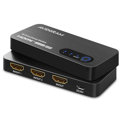HDMI Switch 8k@60hz Splitter, AVIDGRAM Bidirectional HDMI Switcher 2 in 1 Out, Splitter 1 in 2 Out, Support 4K@120hz, Compatible with PS5, XSX, UHD TV, Monitor, Projector (1 Display at a time) - size: 8K 60Hz Bi-Directional HDMI Switch/Splitter
