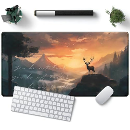 Misty Forest Desk Pad Mat Anime Mouse Pad Gaming Playmat, Large Mouse Pad Deer Desk Mouse Laptop Keyboard Pad Computer Mats for Desktop Full Desk Mouse Pads Office Desk Game(31.5x15.8 in) - color: Jungle Moose