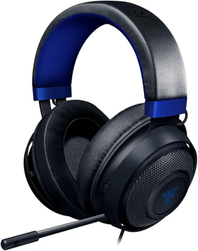 Razer Kraken Gaming Headset: Lightweight Aluminum Frame - Retractable Noise Isolating Microphone - For PC, PS4, Nintendo Switch - 3.5 mm Headphone Jack - Classic Black/Blue (Renewed)