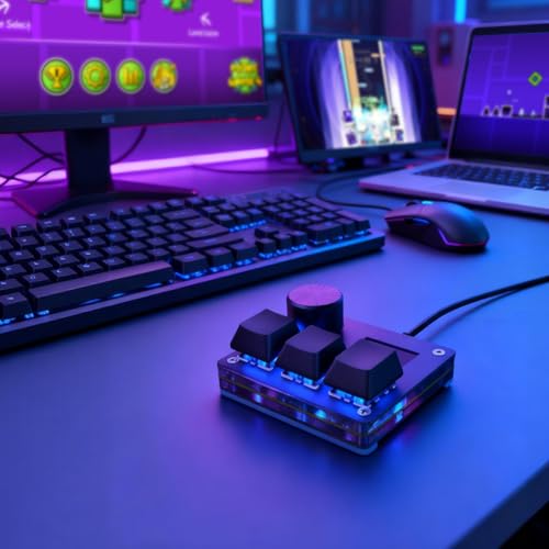O3C Rapid Trigger Keyboard With Hall Magnetic Switch For OSU Geometry Dash | Rhythm Games,with Knob and Screen,Copy Paste,Shotcut,Macro Hotswap Mini Keypad Magnetic Linear Switches - color: Black, size: Outemu Pink Switch