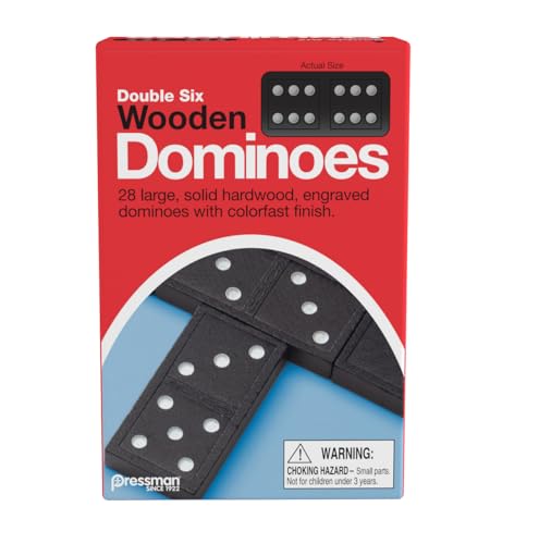 Pressman Toy Double Six Wooden Dominoes, 28 Pieces Wooden Dominoes Six - color: Wooden Dominoes Six