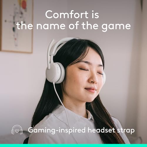 Logitech Zone Wired 2 Noise Canceling Headset Adaptive Hybrid - Off-White | Noise-canceling, USB-C, USB-A adapter included - color: Off White, style: Wired