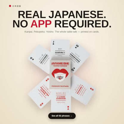 Lingo Japanese Playing Cards in Premium Travel Tin | Learn Japanese Vocabulary & Phrases for Adults & Beginners | Luxury Gift Box for Japan Travelers & Anime Fans | Language Flashcard Deck