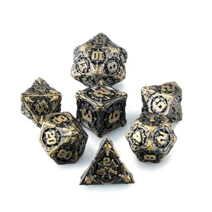 Surpass DND dice Set Metal dice Role Playing Polyhedral Dice Dungeons and Dragons Gifts Pathfinder d&d dice 7piece Set Bronze (Antique Bronze) - color: Antique Bronze