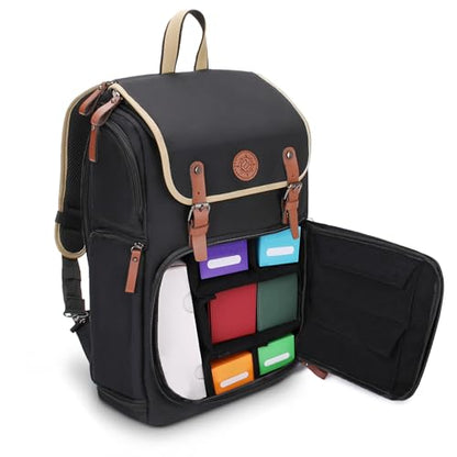 ENHANCE Designer Edition TCG Backpack - MTG Deck Bag Card Binder Space, TCG Deck Box Storage, MTG Playmat Holder - Card Storage Compatible with Magic the Gathering, Pokemon, Lorcana (Canvas Black) - color: Canvas Black