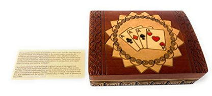Double Deck Playing Card Box Polish Handmade Wood Keepsake Box