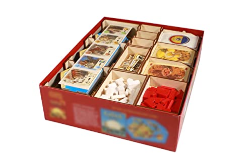 The Broken Token Game Organizer Compatible with Catan Base Game - Wooden Game Organizing Box with Multiple Trays - style: Standard Edition