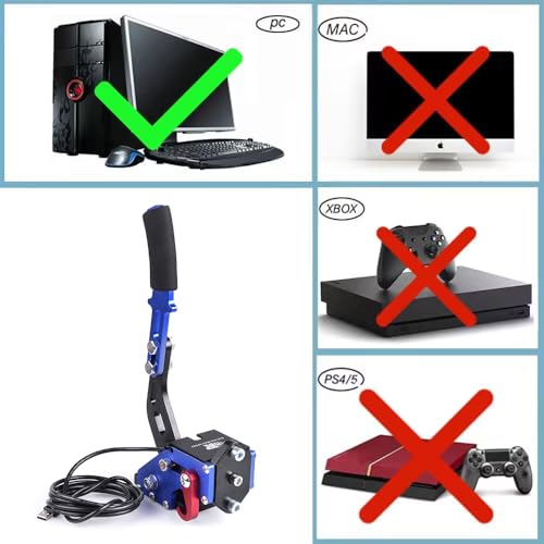 ZHSYMX USB Handbrake for 16Bit SIM PC Racing Games, Compatible with G27 G29 G920 G923 T500 T300 Simulate Linear Handbrake With Fixing Clip and Plate（Only PC System） Blue - color: Blue, size: With Fixing Clip and Plate