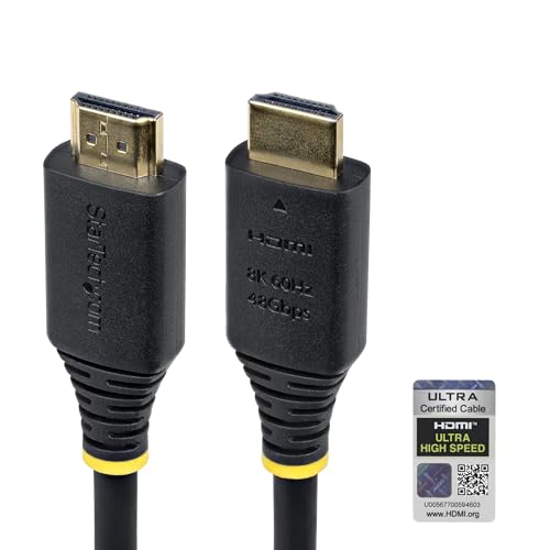 StarTech 1.6ft Ultra High Speed HDMI Cable, 8K 60Hz, HDR10+, 48Gbps | 8K 60Hz/4K 120Hz, HDMI 2.1 Cord with HDR10+ / eARC, Certified, HDMI21-CBL-8K60-50CM - size: 1.6 ft