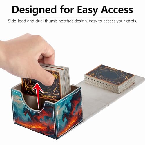 Strong Magnet MTG Demon Deck Box Playing Card Case Magic The Gathering Commander Deck Box Creative Pattern Trading Card Storage Box for Collectible Games, Dragon Flies Against The Fire - color: Dragon Flies Against The Fire