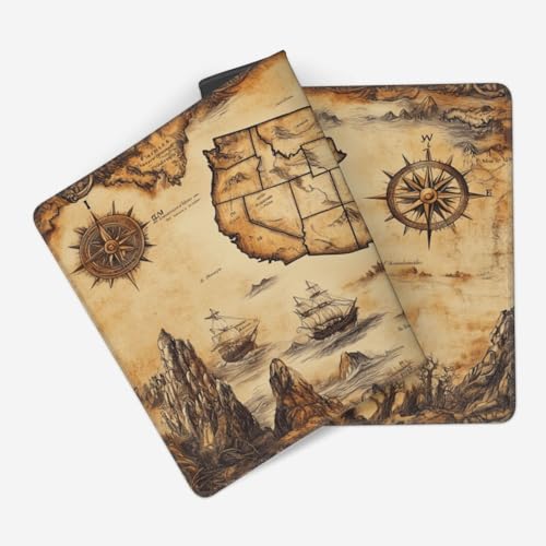 MTG Playmat Old Classical Map TCG Play Mat Original Hand-Painted Smooth Surface Stitched Edges Non-Slip Rubber Base for Trading Card Games Board Games 23.5x13.6in