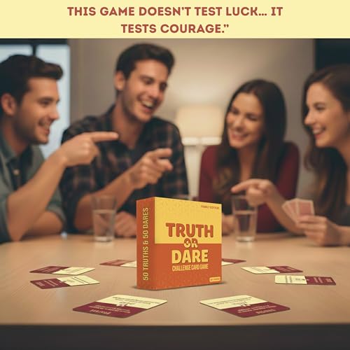 Superious Truth or Dare Challenge Card Family Game – Super Fun Party Card Games for Party Night, Travel Games, Playing Cards for Kids Games - Trivia Games for Kids and Adults - 50 Card