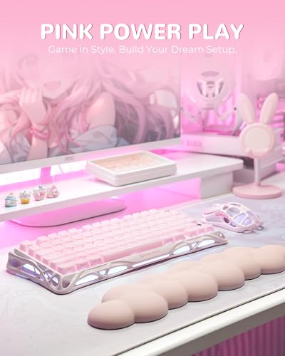 GravaStar Mercury K1 75% Pink Wireless Keyboard, Aluminum Alloy Exoskeleton Design Mechanical Gaming Keyboard, Gasket Hot-Swap Socket, Linear Switches, RGB Backlit【Sakura Pink】 - color: Sakura Pink