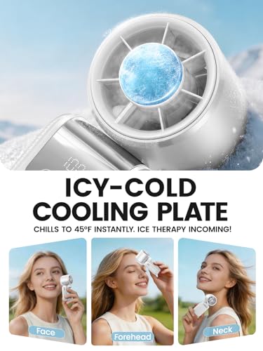 Portable Mini Handheld Fan, Small Hand Fan with Ice Cooler, 100 Speeds, 11Hrs Cooling Time, 20000 RPM Turbo Hand Held Fan for Travel, Outdoor, Beach & Makeup White - color: White