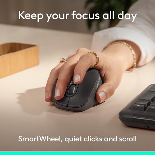 Logitech Signature Comfort Plus M850 L Wireless Mouse Bluetooth - Graphite | Bluetooth, palm cushion, 24-month battery, customizable buttons, for Windows, Mac, iPad - color: Graphite, style: With Palm Cushion