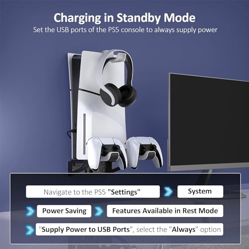 NexiGo PS5 (All Versions) Wall Mount Kit with Charging Station for PS5/PS5 Slim/PS5 Pro Consoles, Regular and DualSense_Edge Controllers, Stable Metal Wall Hanging Stand with LED Indicator - style: All PS5 Versions
