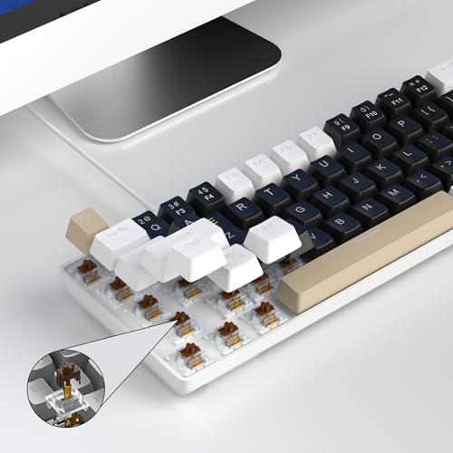 MageGee Portable 60% Mechanical Gaming Keyboard, MK-Box LED Backlit Compact 68 Keys Mini Wired Office Keyboard with Brown Switch for Windows Laptop PC Mac - Black/Coffee Color - color: Brown/Brown Switch