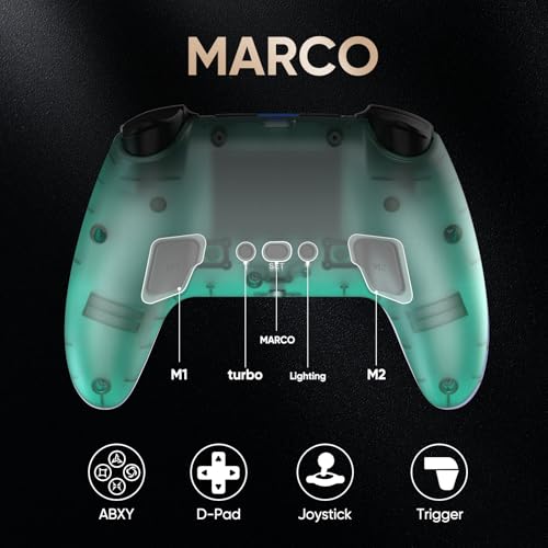 BETMI LED Wireless Controller for PS5, Pro/Slim/Steam Deck/PC(Frosted Blue) | Hall Joysticks/Trigger, Marco Back Button, Turbo, Dual Vibration, 6-Axis, 3.5mm Jack, Built-in Mic, Gamepad with Speaker - color: Frosted Blue
