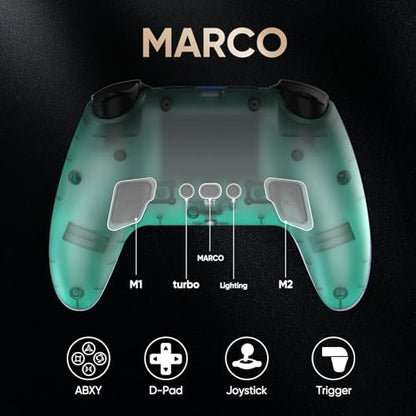 BETMI LED Wireless Controller for PS5, Pro/Slim/Steam Deck/PC(Frosted Blue) | Hall Joysticks/Trigger, Marco Back Button, Turbo, Dual Vibration, 6-Axis, 3.5mm Jack, Built-in Mic, Gamepad with Speaker - color: Frosted Blue