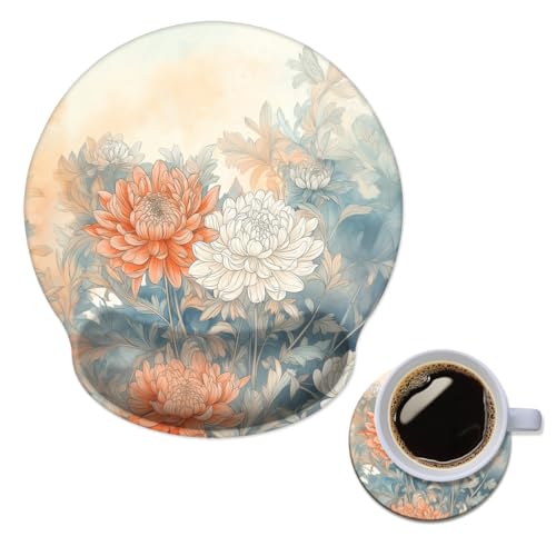 Mouse Pad with Wrist Support, Ergonomic Mouse Pad with Memory Foam Wrist Rest Cushion, Non-Slip Rubber Base Gaming Mice Pad for Home Office Computer Laptop,Aesthetic Flower - color: Aesthetic Flower