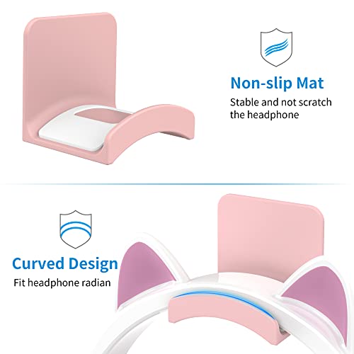 SOKUSIN Headphone Stand Headset Holder - Adhesive Gaming Earphones Hanger, Universal Desk Wall Mount Hook for All Headphone/Controller, Compatible with Beats, AirPods Max,Sony, JBL (Pink) - color: Pink