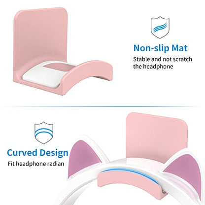 SOKUSIN Headphone Stand Headset Holder - Adhesive Gaming Earphones Hanger, Universal Desk Wall Mount Hook for All Headphone/Controller, Compatible with Beats, AirPods Max,Sony, JBL (Pink) - color: Pink