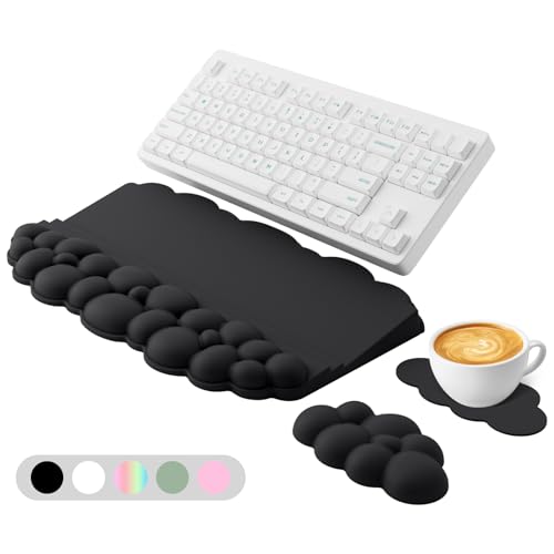Ergonomic Wrist Rest for Computer Keyboard and Mouse, Cloud Keyboard Stand | Soft Memory Foam Keyboard Riser Holder with Wrist Pad, Easy Typing, Pain Relief, Comfort for Office, Work, Gaming - Black - color: Black