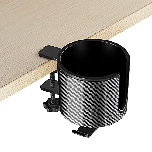 Luxury 2-in-1 Anti-Spill Cup Holder with Under Desk Headphone Hanger (Racing Carbon Edition) - color: RACING CARBON EDITION